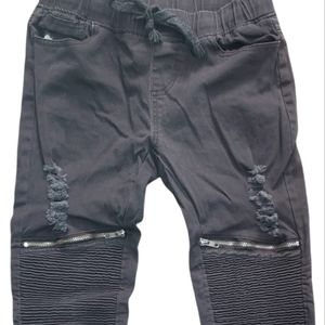 Twin Sisters Skinny Fit Ripped Cargo designer pants, S, Gray